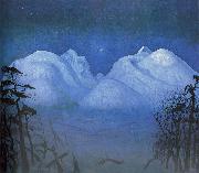 Harald Sohlberg Vinternatt i fjellene oil on canvas